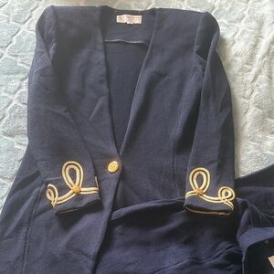 St. John collection Marie navy with Gold Details pants suit